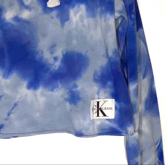 NEW CALVIN KLEIN BLUE TIE-DYE HOODIE - Picture 3 of 6